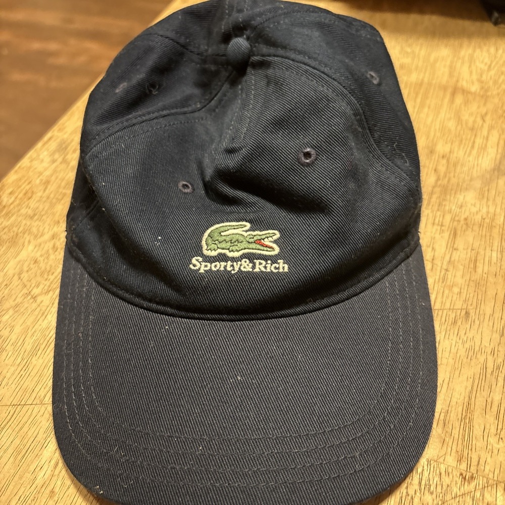 Lacoste x Sporty & Rich Play Tennis Hat Navy Blue Baseball Cap Mens Medium